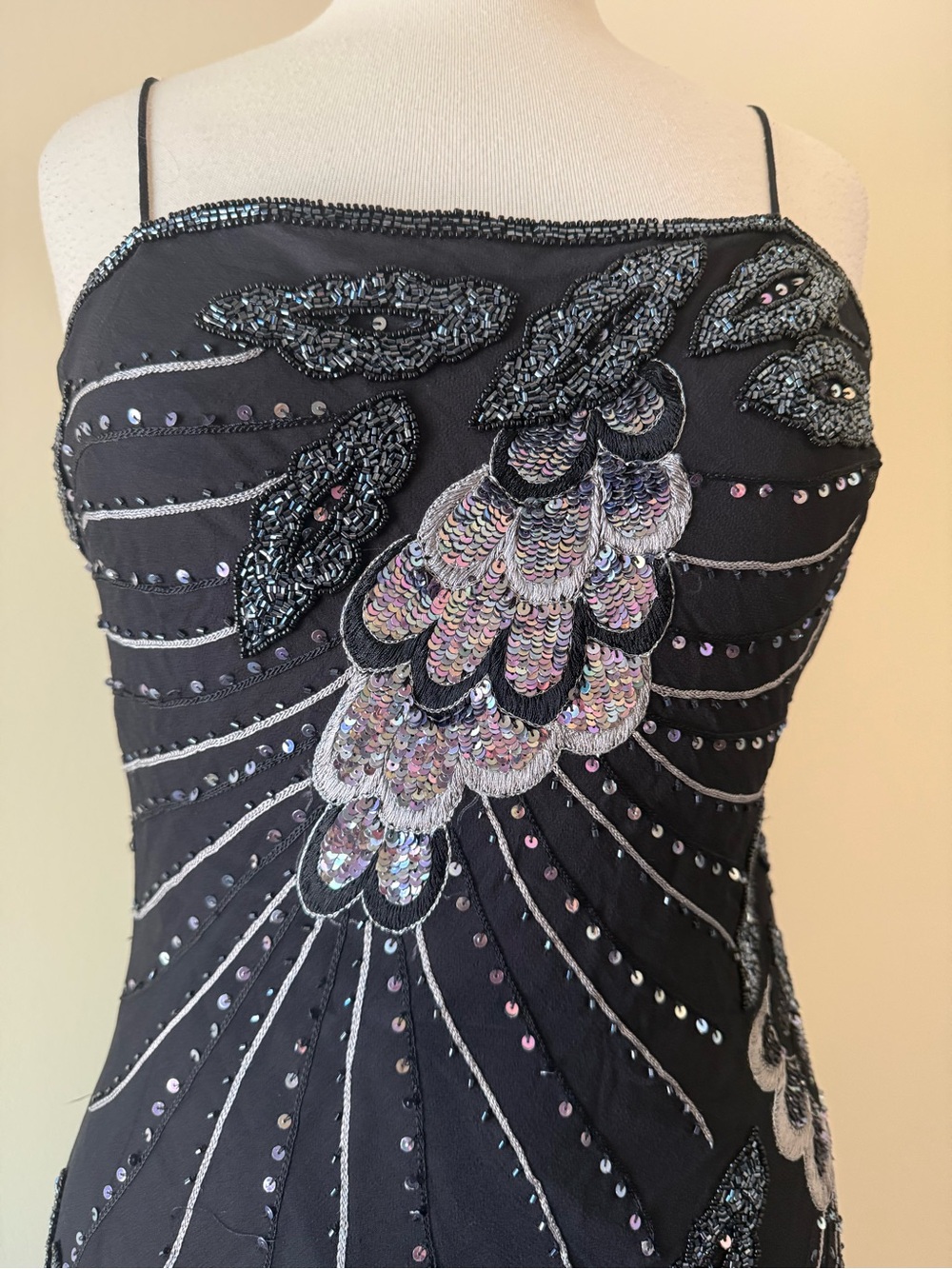 Made in India 100% Silk Hand Beaded Black Asymmetrical Cocktail Dress | NWOT - Picture 8 of 8